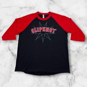 Slipknot 9 Shirt Men's LARGE Raglan Baseball Cut T-Shirt Y2K 3/4 Sleeve